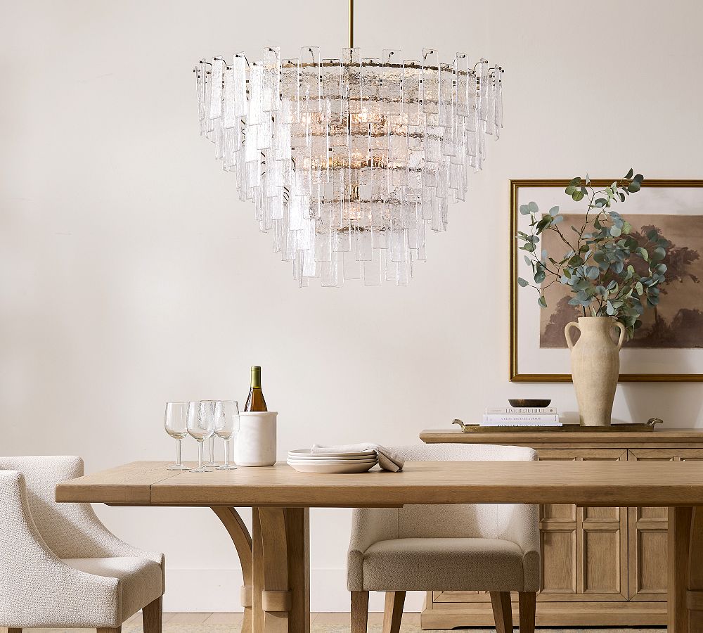 Avalon Cast Glass Round Tiered Chandelier (33")