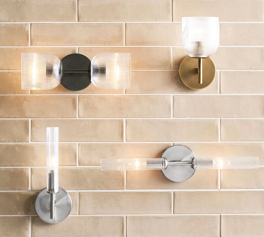 Cooper Ribbed Glass Sconce (9")