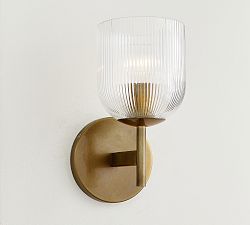 Cooper Ribbed Glass Sconce (9")