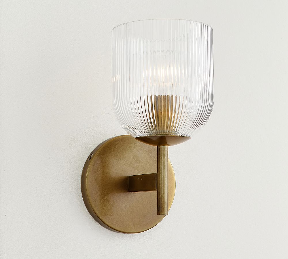 Cooper Ribbed Glass Sconce (9")