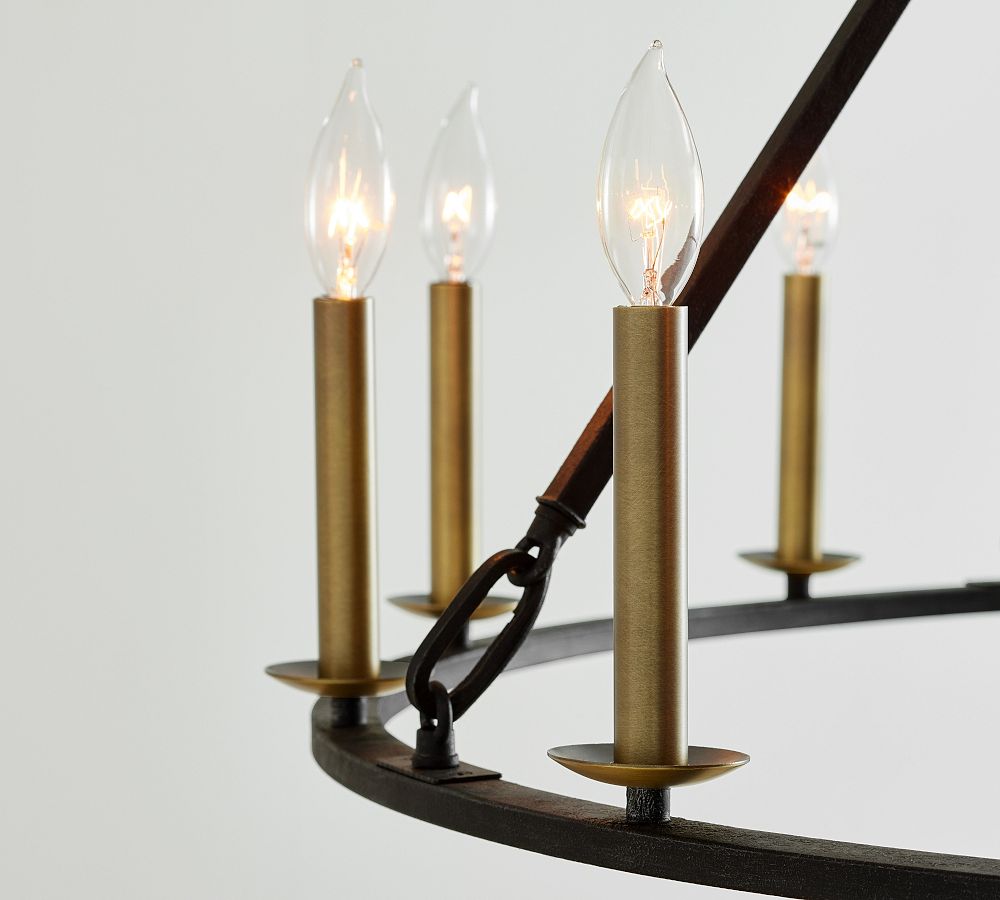 Remington Iron Round Ceiling-Mounted Chandelier (50")